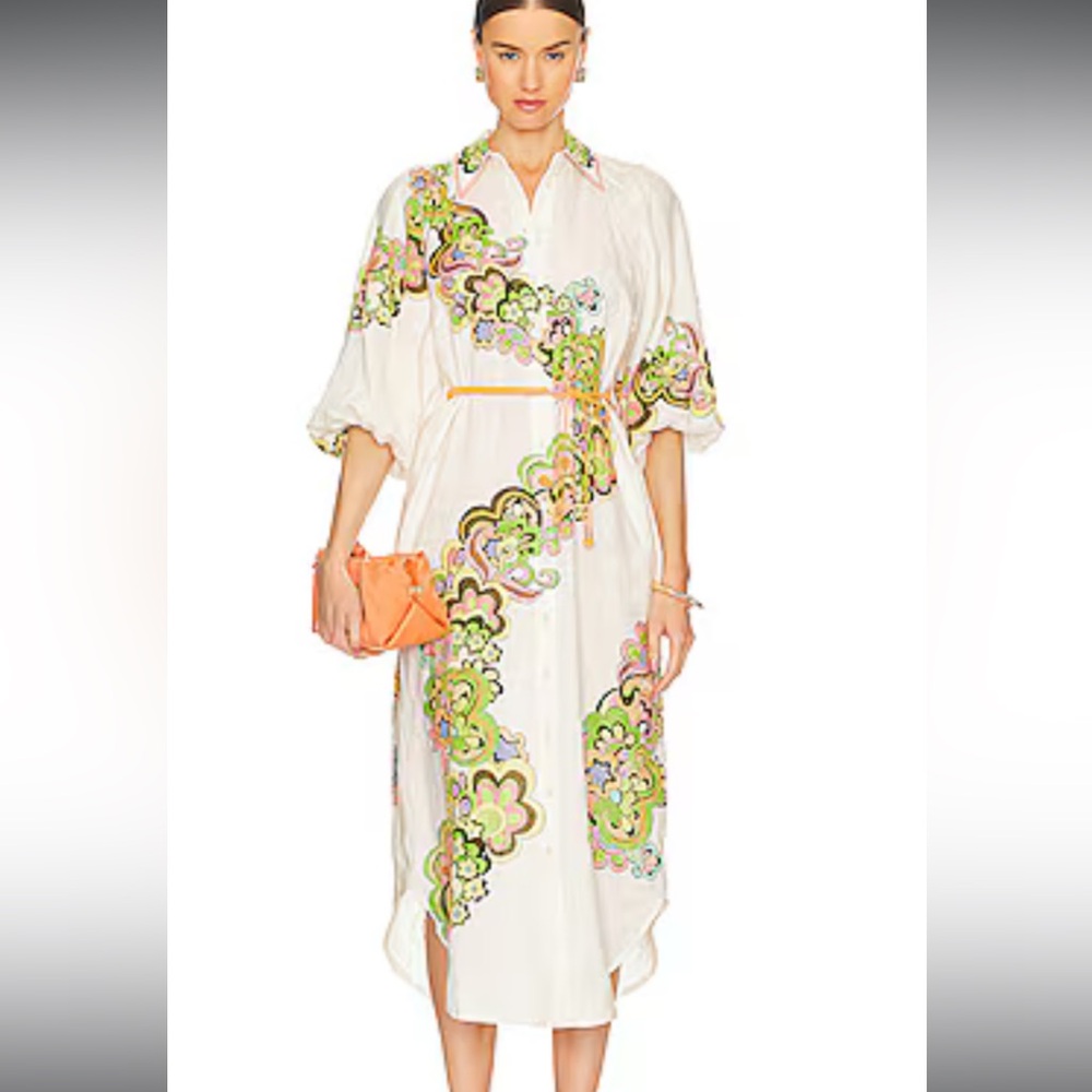 Alemais Starscape Floral Linen Shirt Dress —NWT